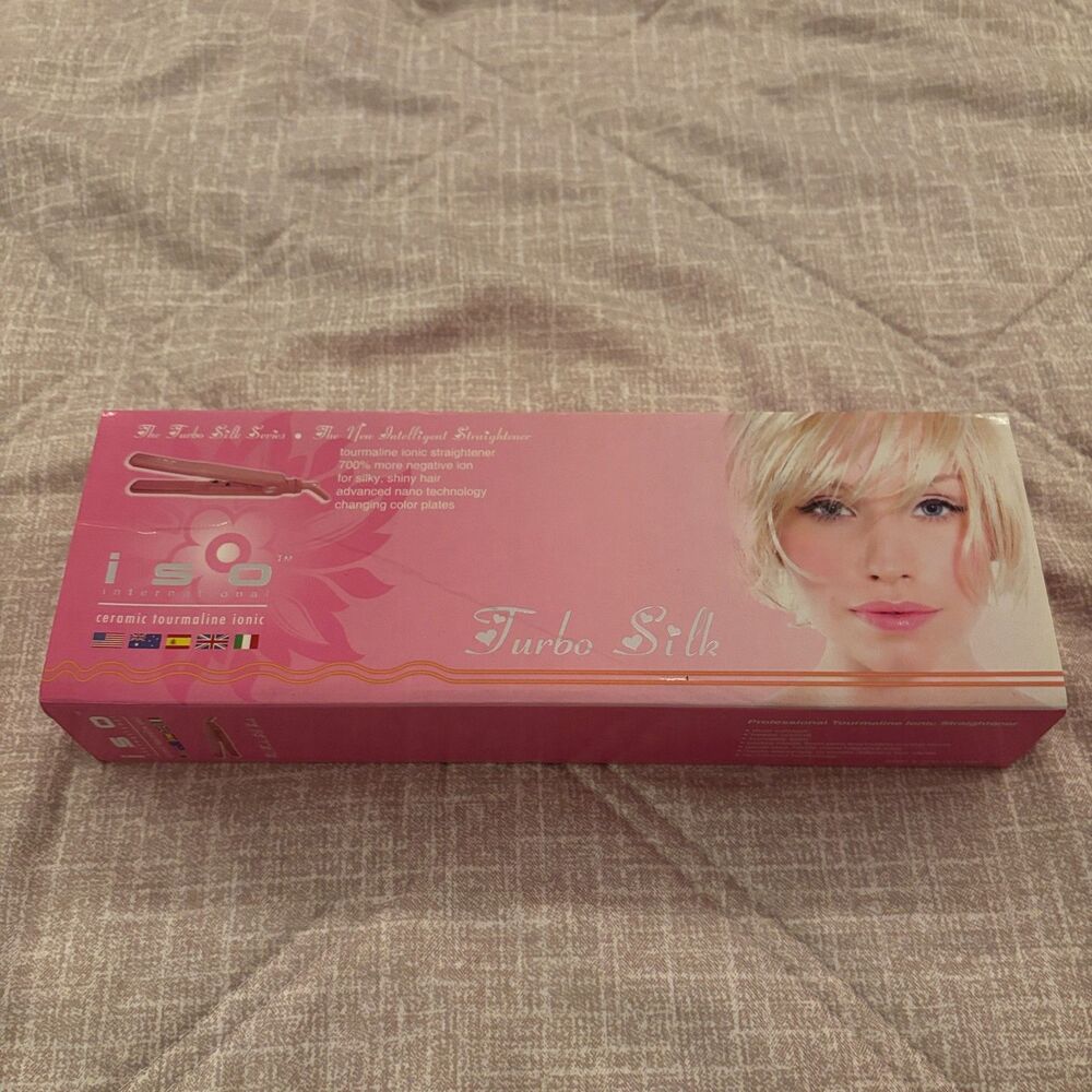 ISO Professional Turbo Silk Ceramic Tourmaline Ionic Hair Straightener Pink